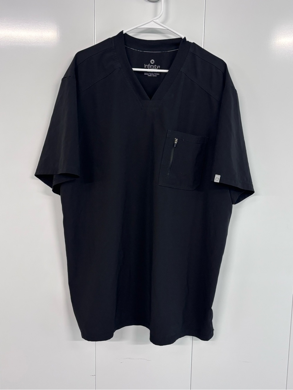 Cherokee Infinity Scrubs Top Mens 2XL Black V-Neck Zip Pocket CK910A Medical